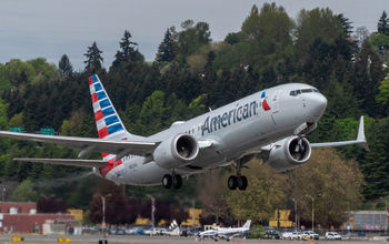 An American Airlines 737 MAX on takeoff