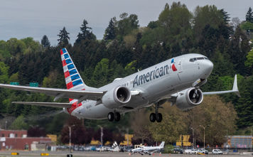 An American Airlines 737 MAX on takeoff