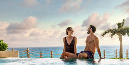 A couple at the pool.