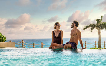 A couple at the pool.