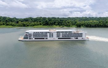 The Viking Mississippi sailing on the Mississippi River.