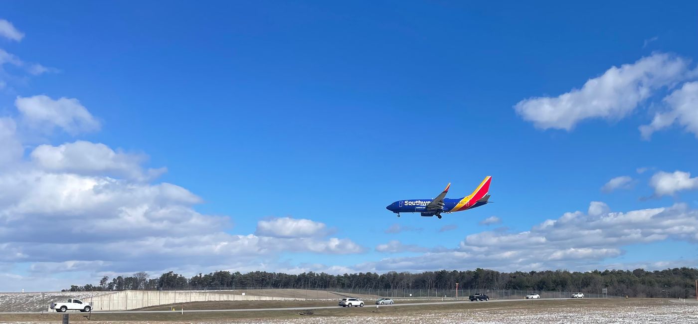 Image: Southwest Airlines plane landing at Baltimore/Washington International Airport. (Photo Credit: Patrick Clarke)