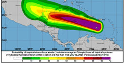 Hurricane Beryl map, track, path, storm