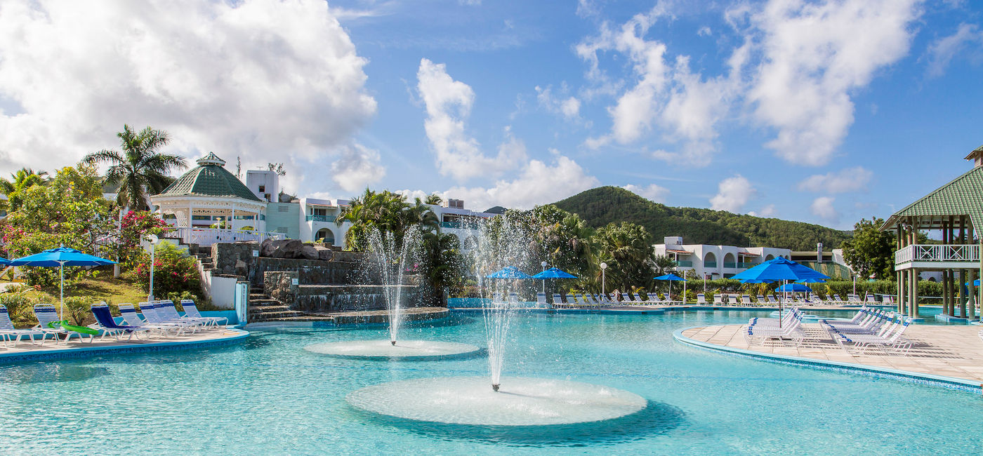 Image: Pool area at Jolly Beach Antigua. (photo courtesy of Jolly Beach Antigua)