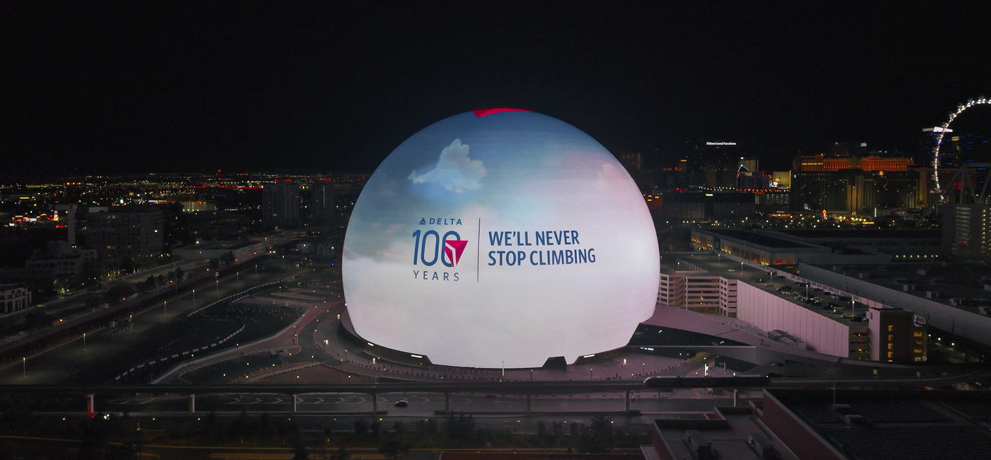 Image: Delta celebrated its 100th anniversary in 2025 at Las Vegas' Sphere. (Photo Credit: Delta Air Lines)