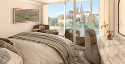 A rendering of the Celebrity Cruises' Balcony stateroom onboard the line's new river ships.