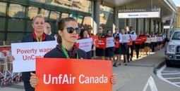 Air Canada crew members picketing as part of CUPE's current strike.