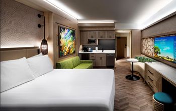 Rendering of duo studio room at the new Island Tower at Disney’s Polynesian Villas & Bungalows.