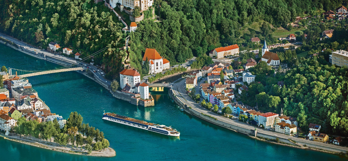 Image: The AmaPrima sails through Passau, Germany.  (Photo Credit: AmaWaterways)
