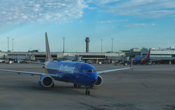 Southwest airplane at Oakland International Airport.