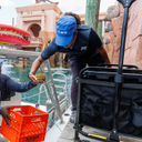Coral being collected from the ocean at Atlantis Paradise Island, The Bahamas.