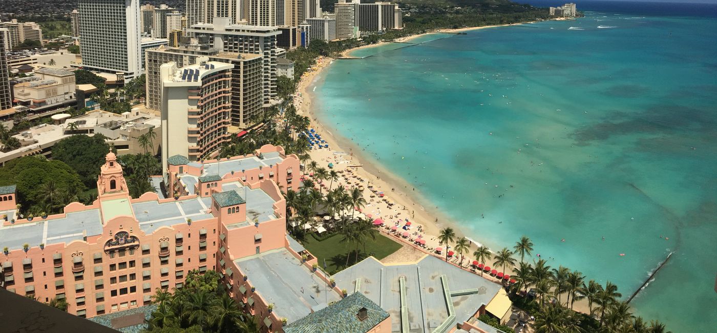 Image: Aerial view of Waikiki Beach, Hawaii. (photo via Pleasant Holidays) (Photo Credit: (photo via Pleasant Holidays))