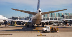 United Airlines plane at Chicago O'Hare International Airport.