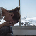 Stressed out traveler at the airport