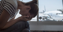 Stressed out traveler at the airport