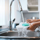 Woman cleaning dishes