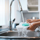 Woman cleaning dishes