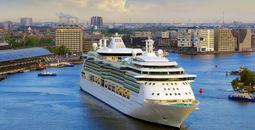 Royal Caribbean's Serenade of the Seas cruise ship heading to the Passenger Terminal Amsterdam, The Netherlands.