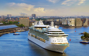 Royal Caribbean's Serenade of the Seas cruise ship heading to the Passenger Terminal Amsterdam, The Netherlands.