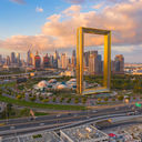 Dubai Frame looks over old and new Dubai.