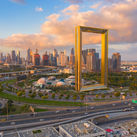 Dubai Frame looks over old and new Dubai.