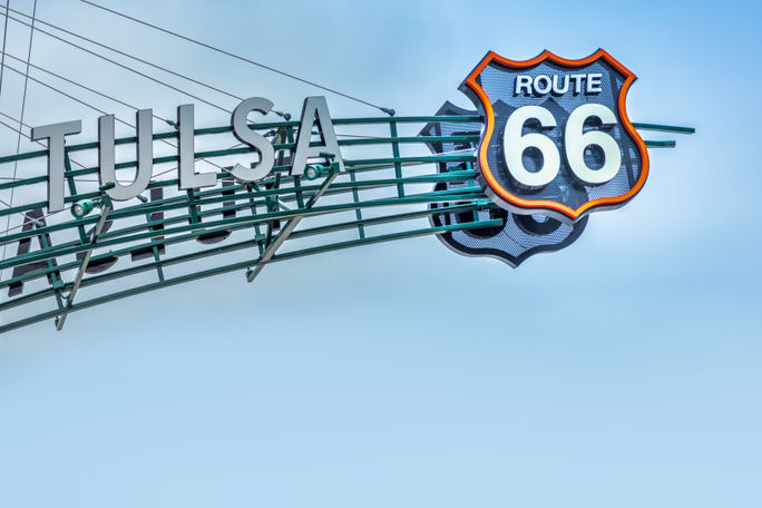 Route 66 sign in Tulsa, Oklahoma Route 66 sign in Tulsa, Oklahoma