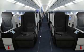 JetBlue Mint seats, first row on an Airbus A321