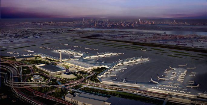 Rendering of the long-term layout for Newark Liberty International Airport's redesign. Rendering of the long-term layout for Newark Liberty International Airport's redesign.