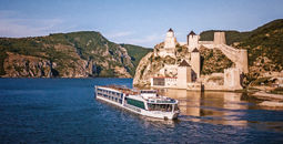 AmaBella sailing near the Golubac Fortress in Serbia