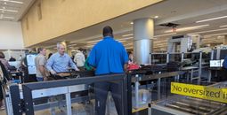 TSA security line, travel, travelers, crowd