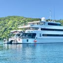 The Four Seasons Explorer, Palau, a floating luxury resort.