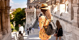 A young woman enjoying her trip to the Castle of Budapest