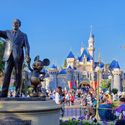 Sleeping Beauty Castle with the "Partners" statue in the foreground at Disneyland Resort, Anaheim, California.