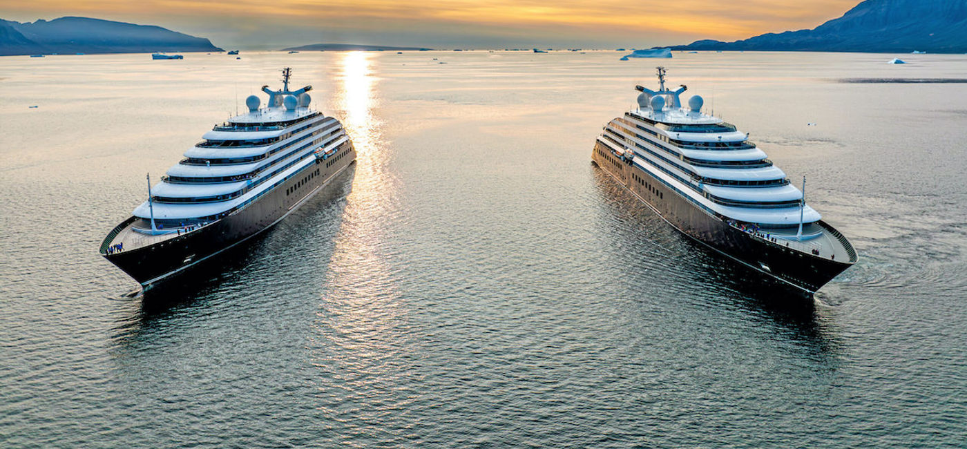 Image: Scenic's two luxury yachts met for the first time in Western Greenland. (Photo Credit: Scenic Group)
