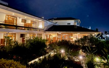 The Governor's Residence at night in Kigali, Rwanda