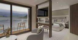 A rendering of a grand suite on the Riviera Radiance
