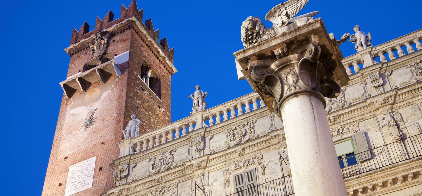 Image: Exterior view of the Palazzo Maffei museum in Verona, Italy. (Photo Credit: Adobe Stock/Renáta Sedmáková)