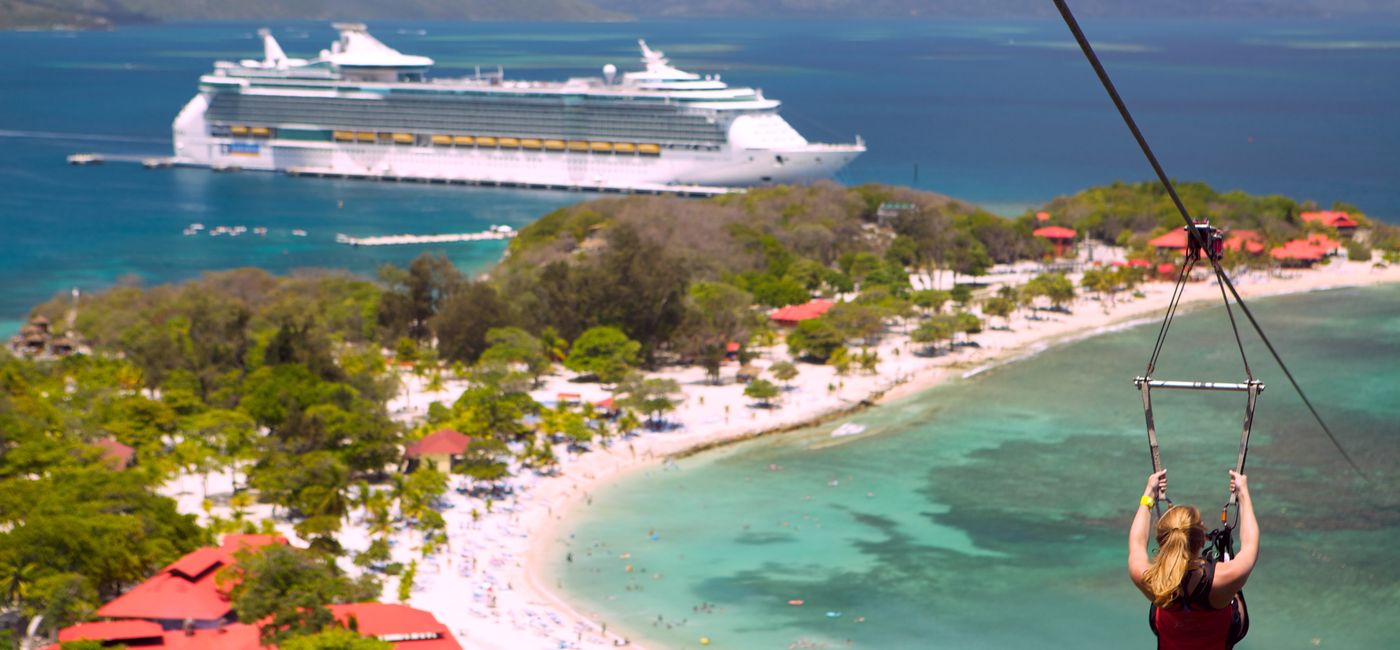Image: Royal Caribbean's Freedom of the Seas at Labadee, the cruise line's private destination. (Photo via Royal Caribbean International)