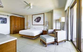 Master bedroom in a family suite at Grand Hyatt Baha Mar, Nassau, Bahamas.