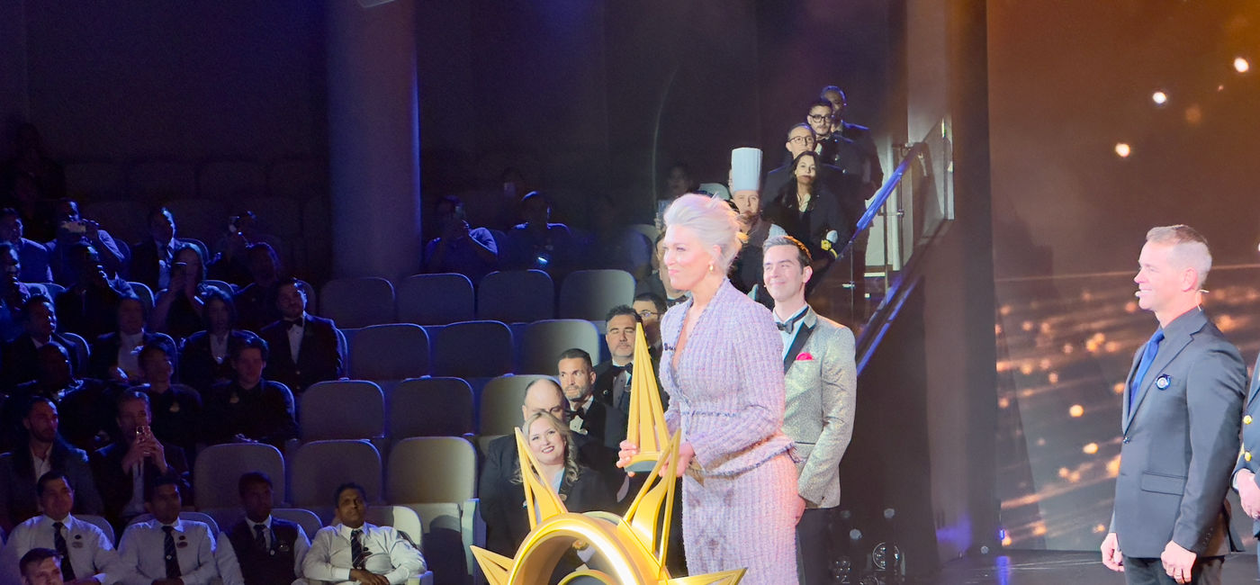 Image: Godmother Hannah Waddingham at Sun Princess naming ceremony (Photo Credit: Scott Laird)