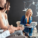 Travel advisor working with clients