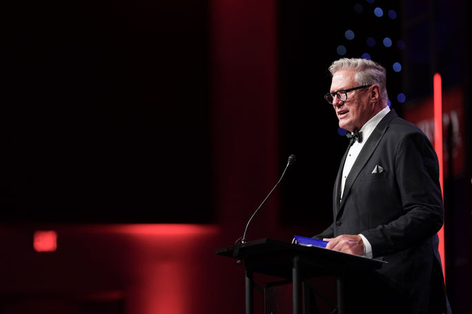 Mike Julius speaks at the 2025 Travvy Awards gala in Fort Lauderdale, Florida