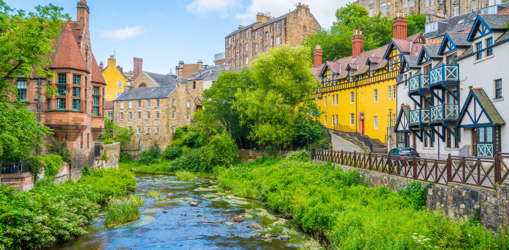 The scenic Dean Village in Edinburgh, Scotland