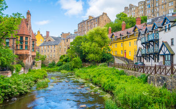 The scenic Dean Village in Edinburgh, Scotland