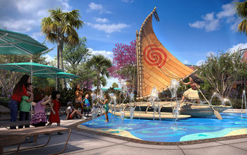 Rendering of the new Moana's Voyage splash area at Disney’s Polynesian Villas & Bungalows' Island Tower.