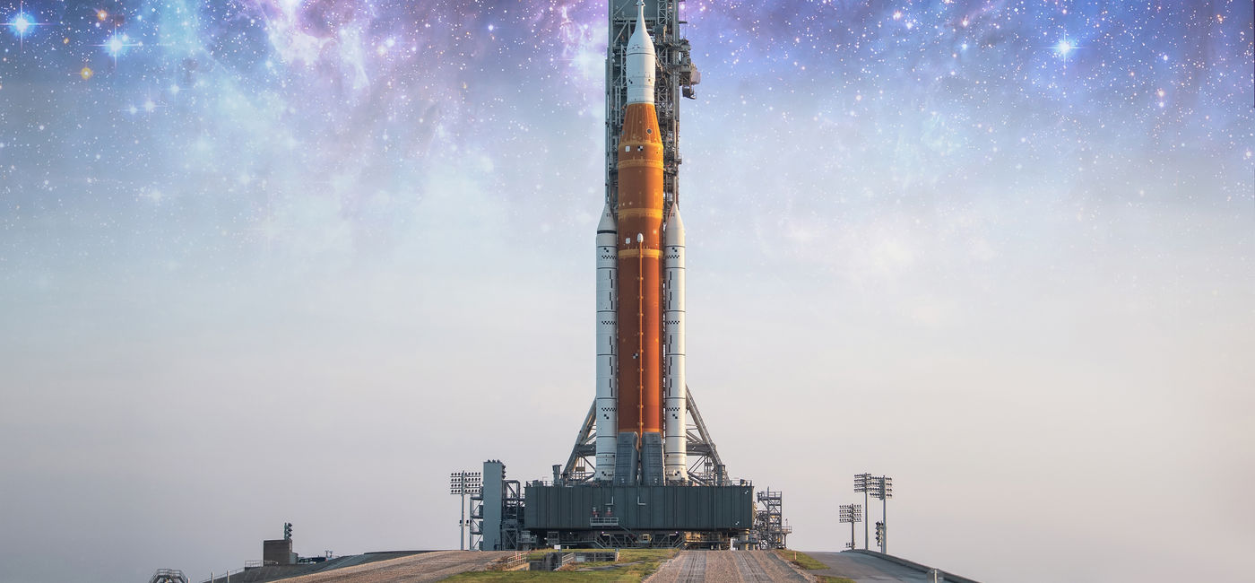 Image: Orion spacecraft on a launch pad. (Photo Credit: Adobe/dimazel)
