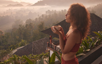 Woman at a wellness retreat in Bali, Indonesia.