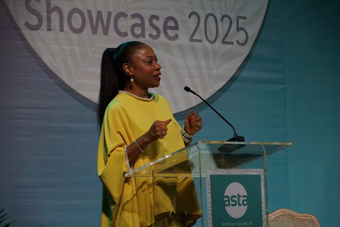 Dona Regis-Prosper, the secretary general and CEO for the Caribbean Tourism Organization, speaks at this years ASTA Caribbean Showcase.