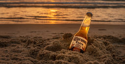 Bottle of Corona on a beach