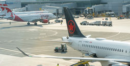 Air Canada and Air Canada Rouge planes at Pearson